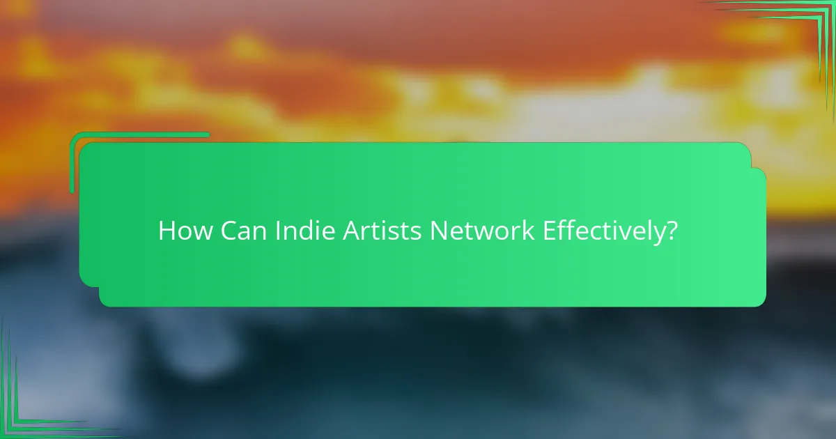 How Can Indie Artists Network Effectively?