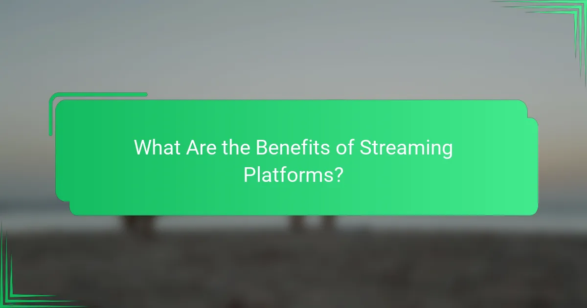 What Are the Benefits of Streaming Platforms?
